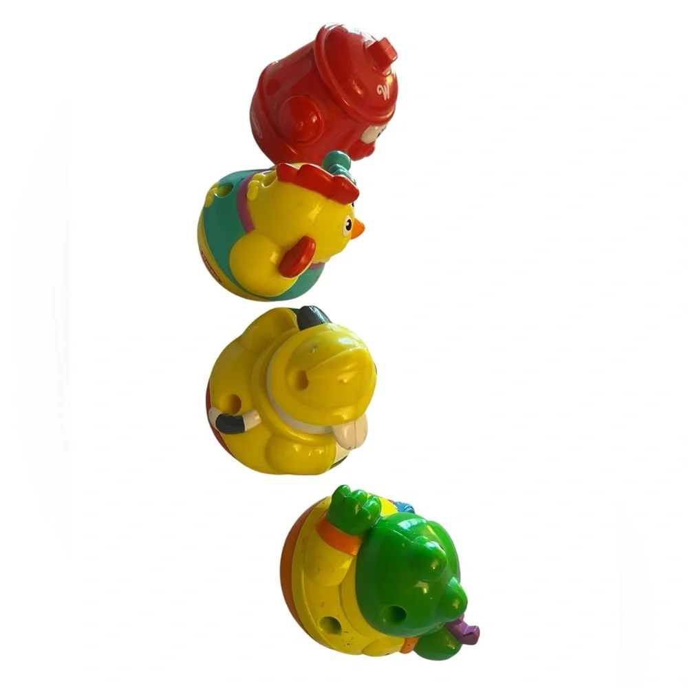 Colorful Vintage Weebles Set of Four Fire Hydrant - Fire Dog - Frog and Chicken